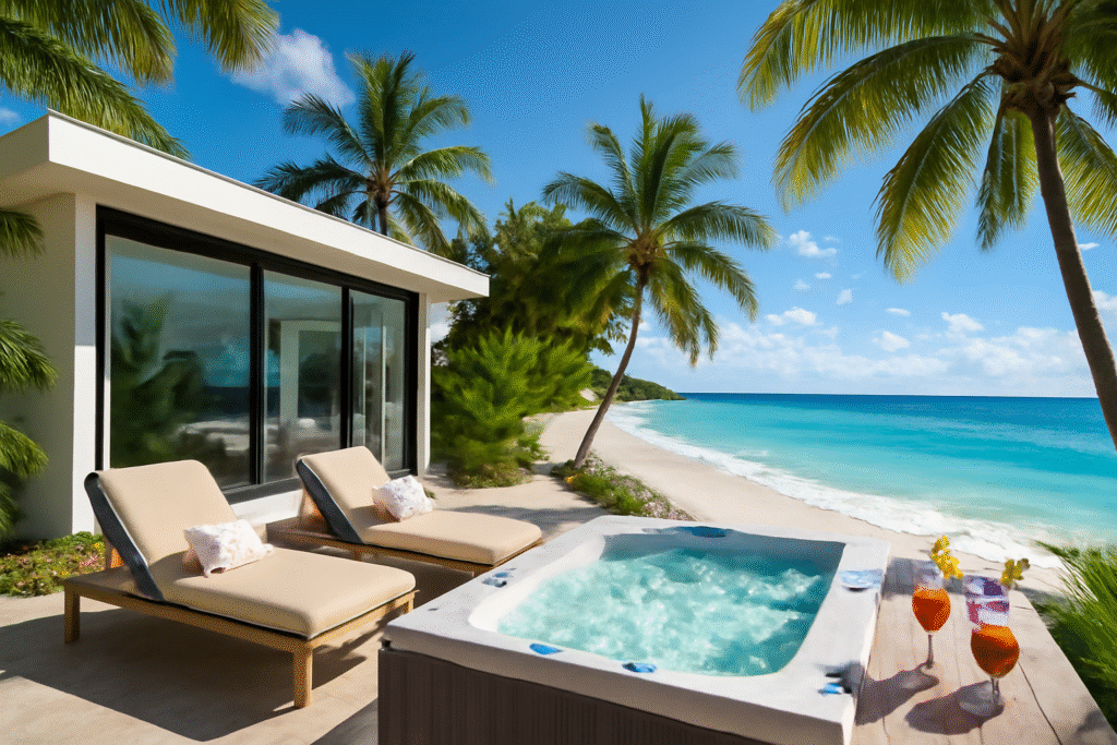 plongez dans un univers de douceur en guadeloupe avec nos villas offrant un accès direct à la plage et un jacuzzi relaxant. vivez des moments inoubliables dans un cadre idyllique, parfait pour un séjour détente absolue!